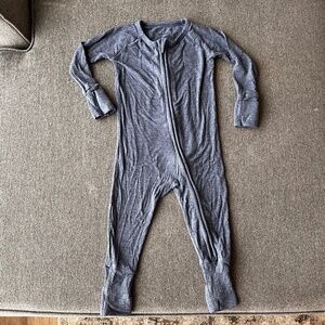 Little Sleepies Heather Dusty Indigo Ribbed Zippy - 6-12M